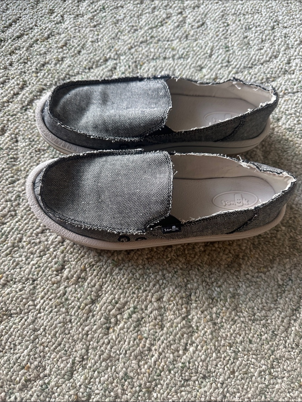 Sanuk Women's Gray Canvas Slip-On Sneakers CUSHY